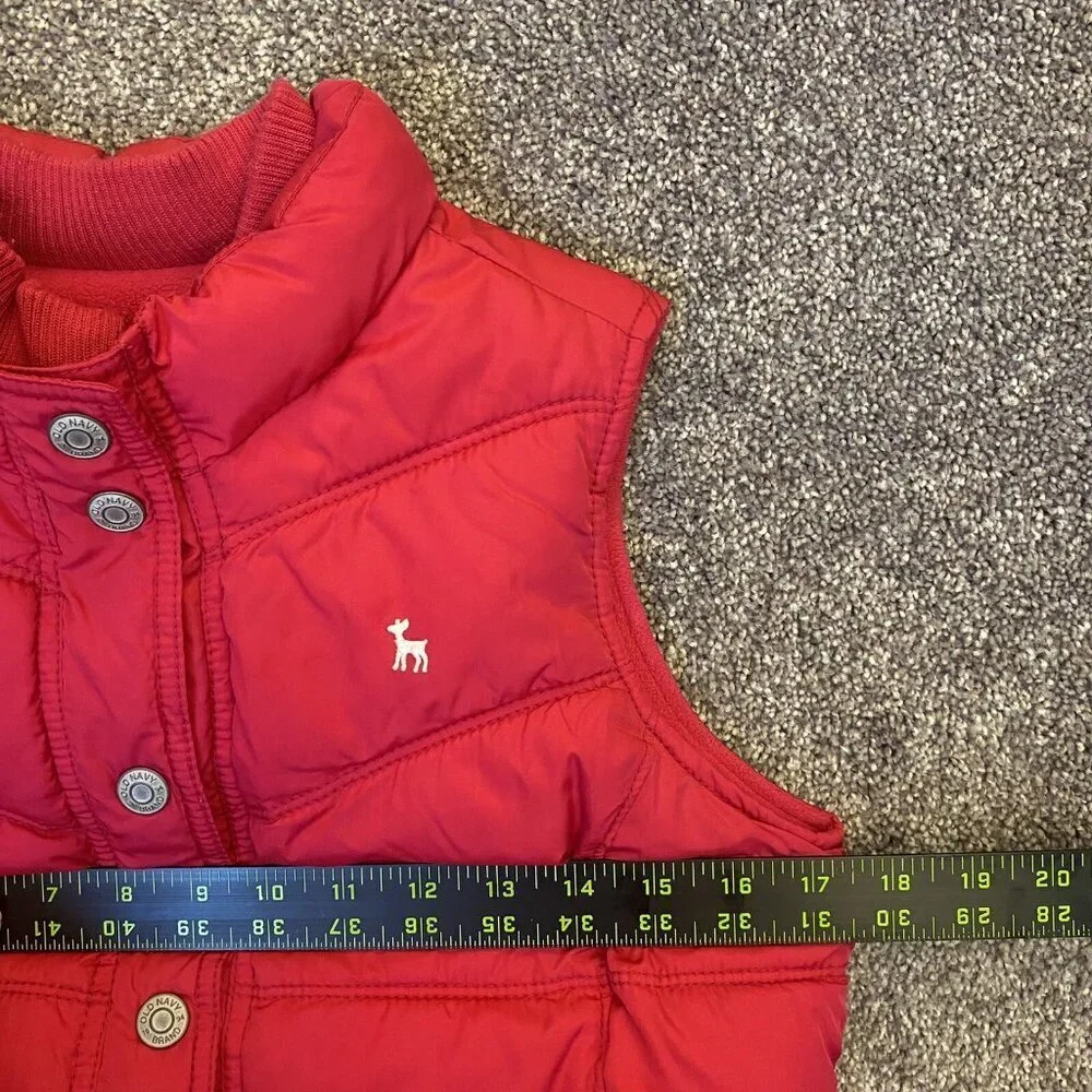 Old Navy Girls Puffer Quilted Vest Size XL Pink Red Sleeveless Lined Pockets EUC